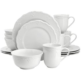 Elama Henryi 16 Piece Porcelain Dinnerware Set in White