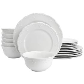 Elama Henryi 18 Piece Porcelain Dinnerware Set in White