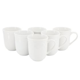 Elama Henryi 6 Piece 12 Ounce Porcelain Mug Set in White