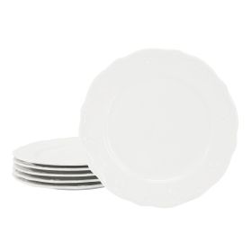 Elama Henryi 6 Piece 8.75 Inch Porcelain Salad Plate Set in White