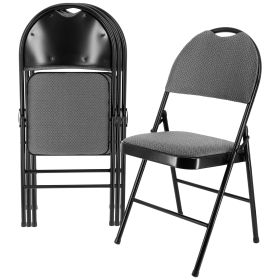 Elama 4 Piece Metal Folding Chair with Padded Seats and Top Handle in Gray