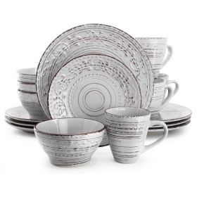 Elama Malibu Calcite 16-Piece Dinnerware Set in Light Gray