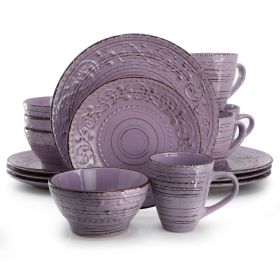 Elama Malibu Mica 16-Piece Stoneware Dinnerware Set in Purple