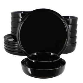 Elama Duncan 18 Piece Porcelain Dinnerware Set in Black