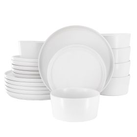 Elama Josh 18 Piece Stoneware Dinnerware Set in Matte White