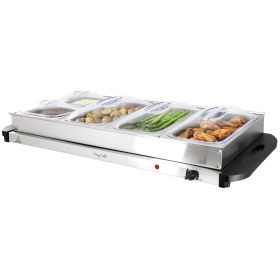 MegaChef Buffet Server &amp; Food Warmer With 5 Removable Sectional Trays , Heated Warming Tray and Removable Tray Frame