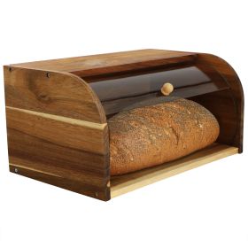 MegaChef Acacia Wood Bread Box with Sliding Plastic Lid