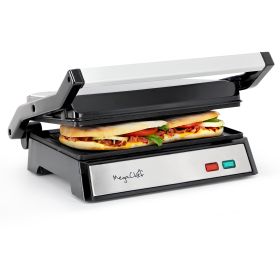 MegaChef Electric Dual Plate Non-Stick Panini Grill Contact Press with Drip Tray