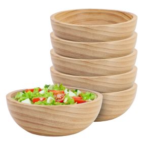 MegaChef 6 Piece 7 Inch Pine Wood Bowl Set in Tan