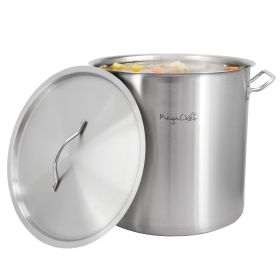 MegaChef Professional Kitchen 26.4 Quart Large Round Stainless Steel Stock Pot with Lid