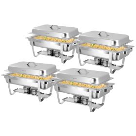 MegaChef 9.5 Quart Stackable Stainless Steel Professional Chafing Dish/Food Warmer/Buffet Server Serving Trays, Set of 4