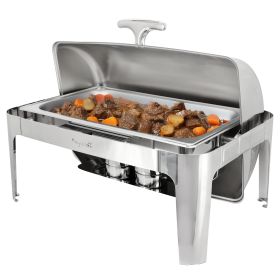 MegaChef 9.5 Quart Oblong Roll Top Stainless Steel Professional Chafing Dish/Food Warmer/Buffet Server Serving Trays