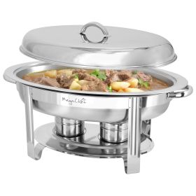 MegaChef 5.8 Quart Stainless Steel Oval Professional Chafing Dish/Food Warmer/Buffet Server Serving Dish