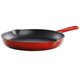MegaChef Round 10.25 Inch Enameled Cast Iron Skillet in Gradient Red