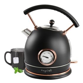 MegaChef 1.9 Quart Half Circle Electric Tea Kettle with Thermostat in Matte Black