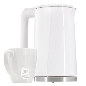 MegaChef 1.8 Quart Stainless Steel Electric Tea Kettle in White
