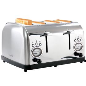 MegaChef 4 Slice Wide Slot Toaster with Variable Browning in Silver