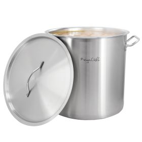 MegaChef Professional Kitchen 52.8 Quart Round Stainless Steel Stock Pot with Lid
