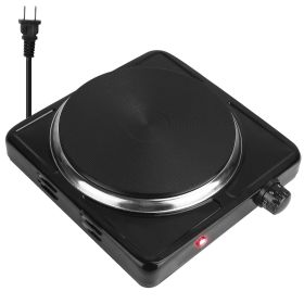 1500W Electric Single Burner Portable Heating Hot Plate Stove Countertop RV Hotplate with Non Slip Rubber Feet 5 Temperature Adjustments (Option: 1500W_Black)