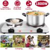 1800W Electric Infrared Dual Burner Portable Heating Hot Plate Stove Countertop RV Hotplate with 7.5” & 6.3” Glass Cooktop Stepless Temperature Adjust