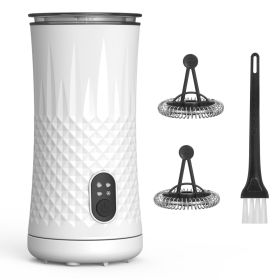 Electric Milk Frother Steamer 4 in 1 Multifunctional Hot Cold Milk Foam Maker Temperature Control Automatic Quiet Milk Warmer Latte Cappuccinos Diamon (Option: White)