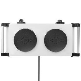 2000W Electric Dual Burner Portable Coil Heating Hot Plate Stove Countertop RV Hotplate with 5 Temperature Adjustments Portable Handles (Option: Silver_Double)