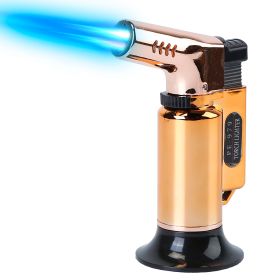Culinary Butane Torch Lighter Refillable Blow Torch Flame Adjustable Flame Kitchen Cooking BBQ Torch w/ Fire Lock (Gas Not Included) (Option: Gold)
