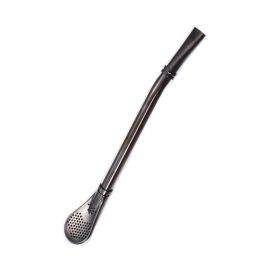 1pc Reusable Stainless Steel Straw - Creative; Multipurpose Spoon for Coffee; Milk; and More! (Color: black)