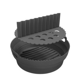 1pc Foldable Air Fryer Silicone Pot With Split Pad Basket Liner Mat Non-Stick For Oven Baking Tray Pizza Plate Grill Pot Tray (Color: black)