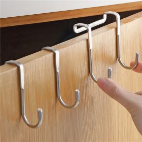 1/2/4pcs Over The Door Drawer Cabinet Hook; 304 Stainless Steel Double S-Shaped Hook Holder Hanger Metal Heavy Duty-Free Punching Door Back Hangi (quantity: 2pcs)