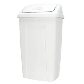 13 Gallon Trash Can, Plastic Swing Top Kitchen Trash Can (Color: White)