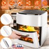 15.8QT Air Fryer Family Size 1400W Powerful Oilless Cooker Crisp Bake Grill Dehydrate Touch Screen Customized Temperature Time Visible Window