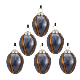 3 X 3 X 4.3 Egg Christmas Ball Ornament, Glass Decorative Hanging Ball Christmas Tree Ornaments For Holiday Party Decorations, Set Of 6 (Option: As pic)