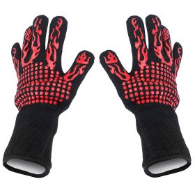 BBQ Gloves 1472°F Heat Resistant Grill Gloves Anti-slip Carbon Fiber BBQ Gloves Oven Gloves Mitts For Barbecue Cooking Baking Welding Cutting (Option: Red)